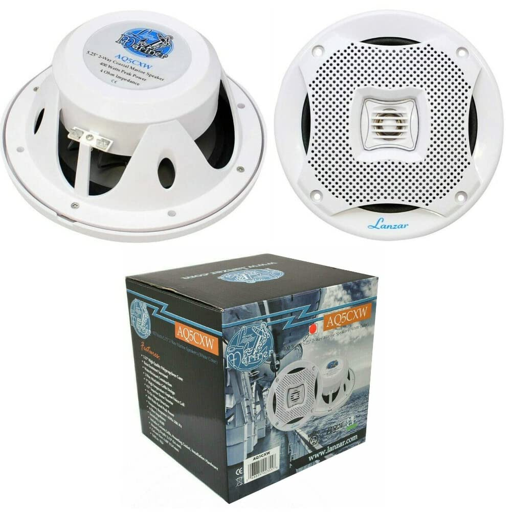 LANZAR AQ5CXW diffuseurs Haut-parleurs étanches Marins Nautiques 2 Voies 200 Watts rms 400 Watts Max 15,60 cm 156 mm 5,25