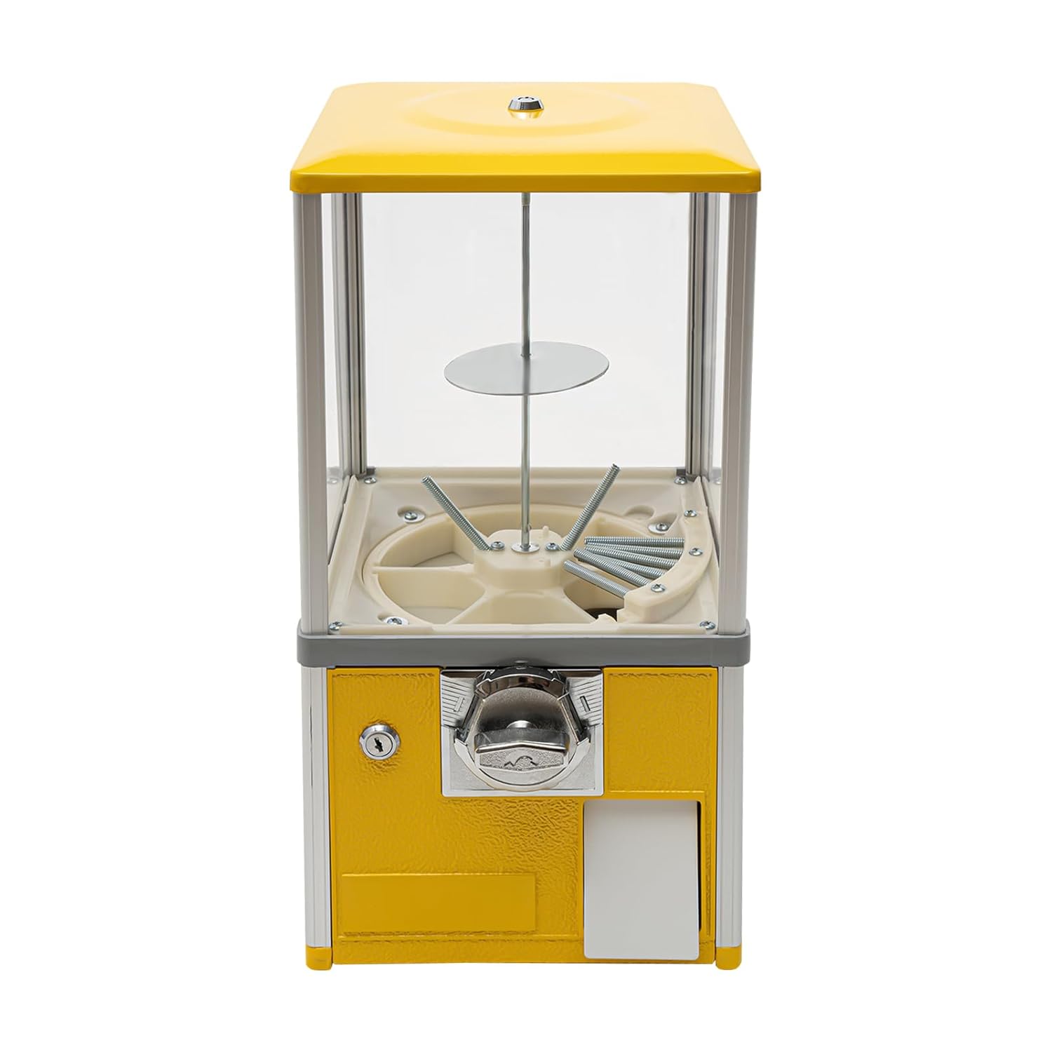 Vending Machine,Commercial Big Capsule Toys Vending Machine,800 Coin Bank Capacity 4×25 Cent Coins,Yellow Gumball Machine with Keys,1.77-1.97Inches Twister Ball Diameter for Game Stores, Retail Stores