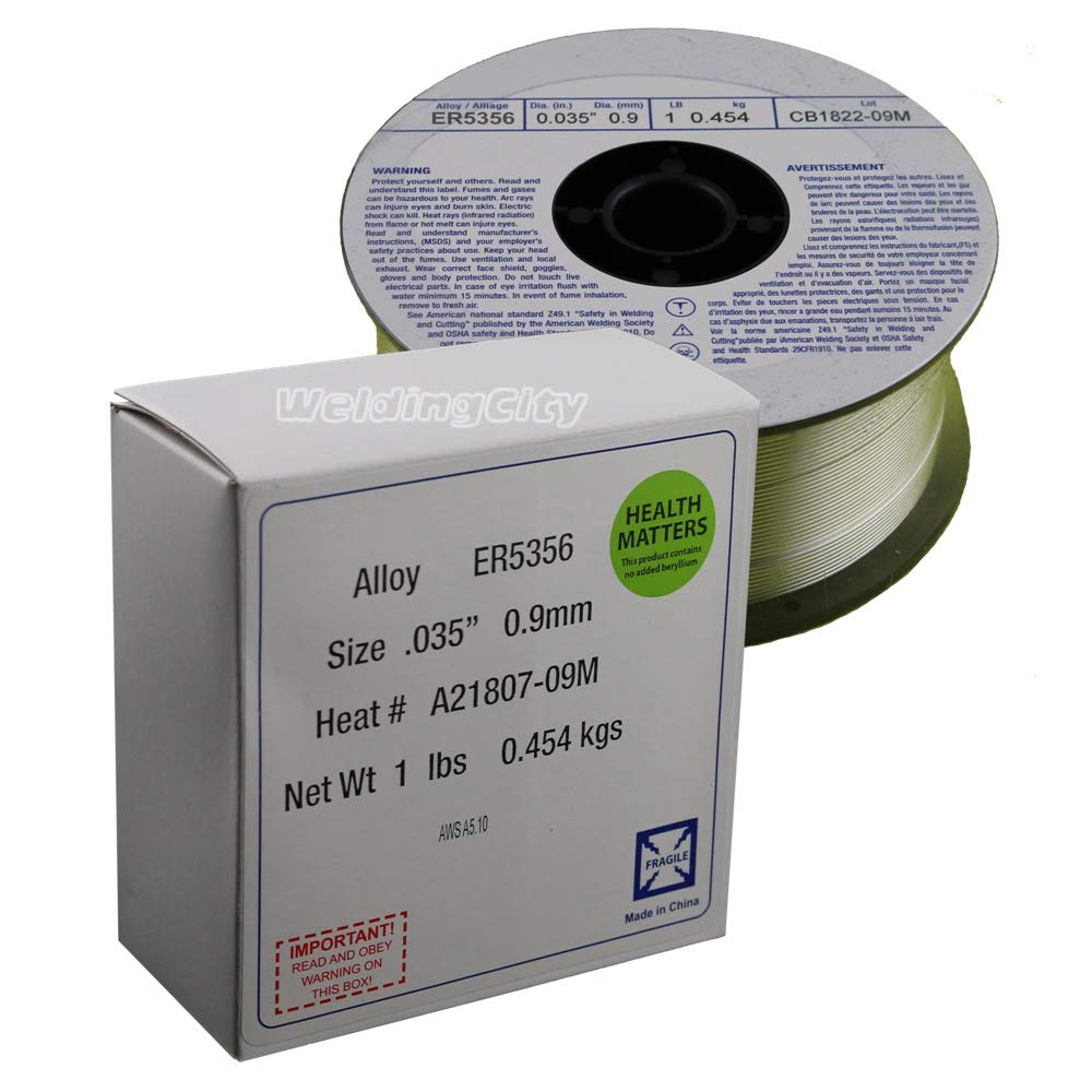 WeldingCity 5 rolek aluminiowego drutu spawalniczego MIG ER5356, szpula 0,5 kg, 1,2 mm