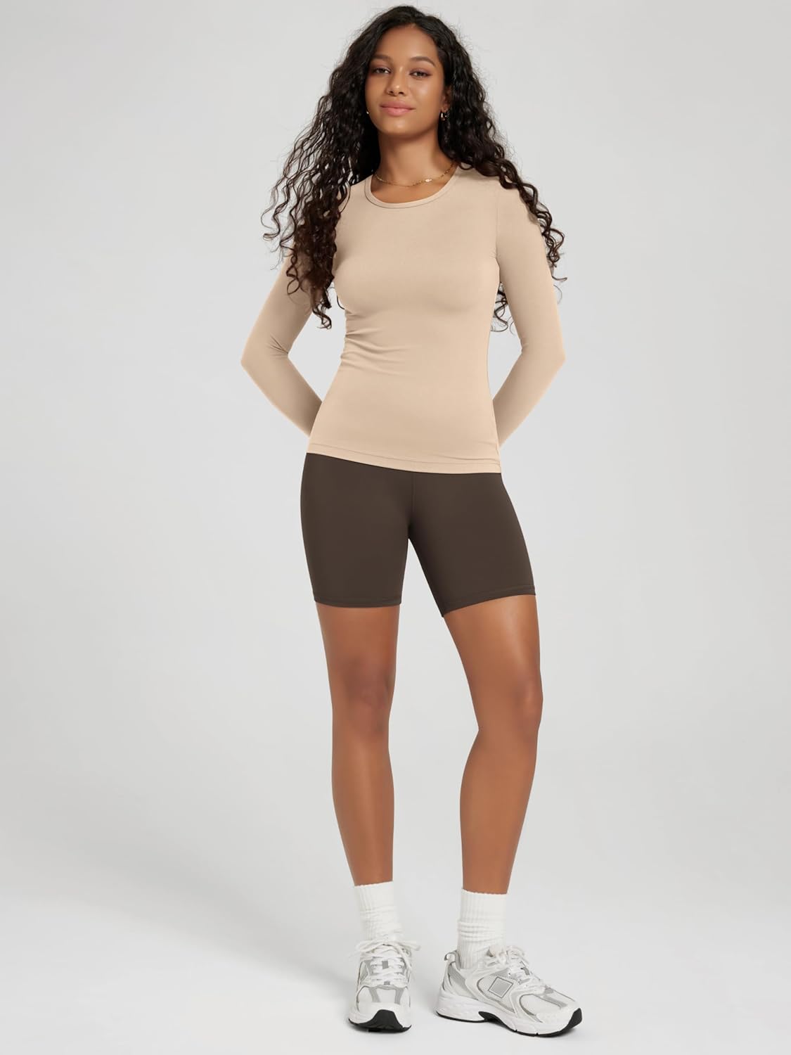 ODODOS Women's Long Sleeve Shirts with Thumb Hole Cloud Feeling Soft Crew Neck Slim Fit Tee Yoga Athletic Workout Tops - Image 4