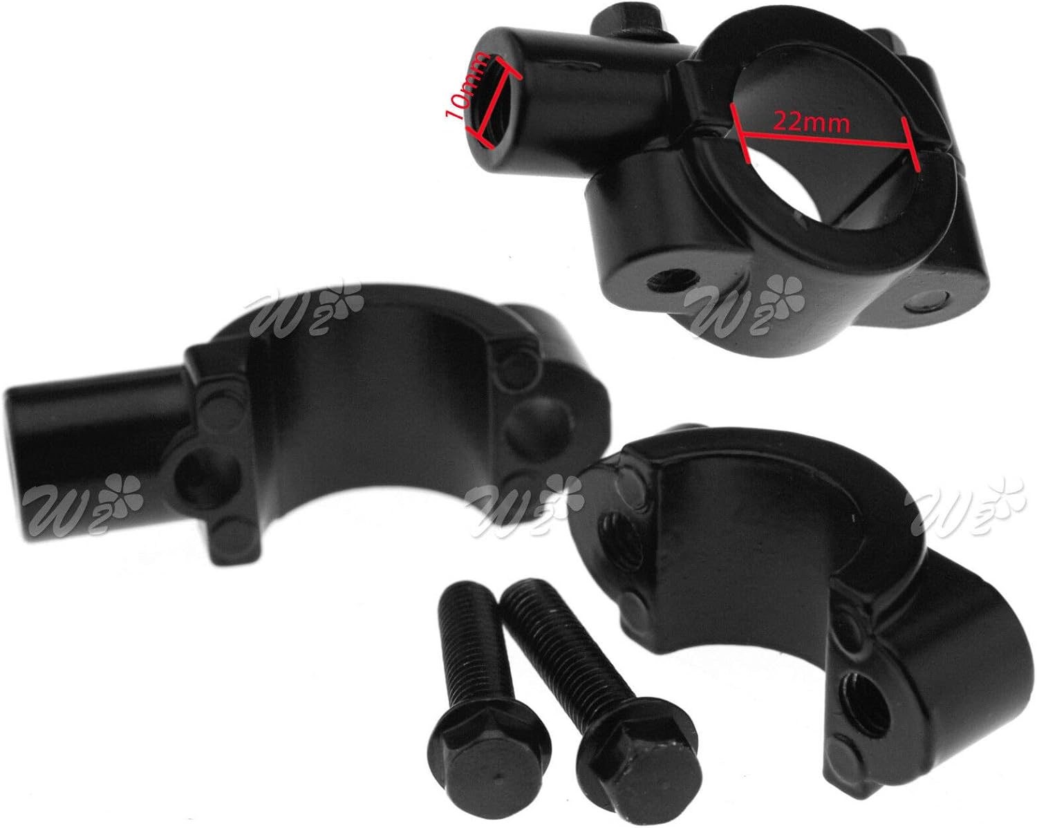 2pcs Motorcycle Bike Handlebar Mirror 10mm Mirror Mounts Bracket Black 22mm