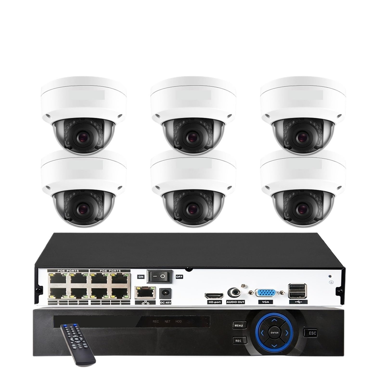 Zestaw NVR 8CH 4K H.265 CCTV Security Camera System Z Dźwiękiem 8 MP 5 Kamera Kopułkowa IP POE Wandaloodporna Do Monitoringu Wideo Wykrywanie Ruchu(None,8 NVR x 6PCS 8MP)