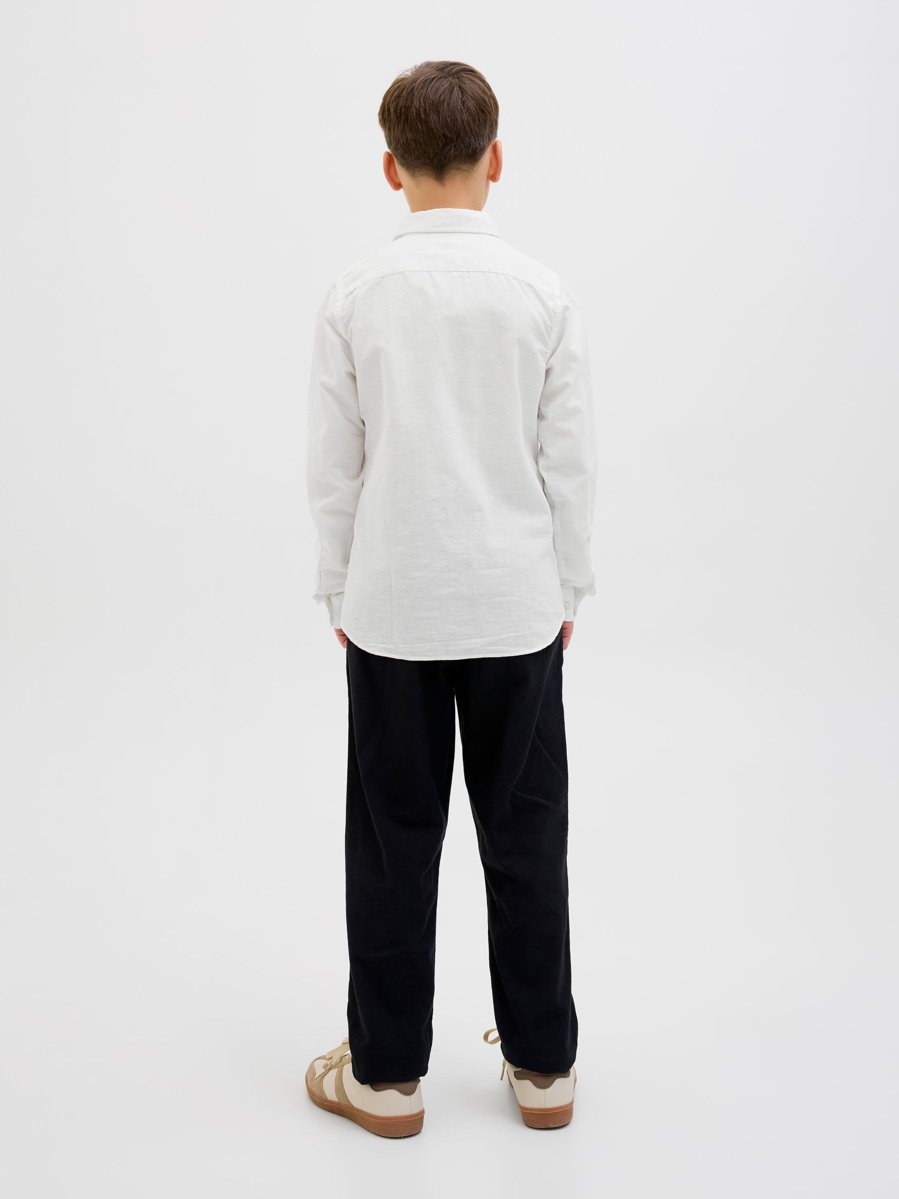 JACK&JONES JUNIOR Chłopięca koszulka Jjebreeze Ls Sn Jnr koszula z długim rękawem, biały, 164