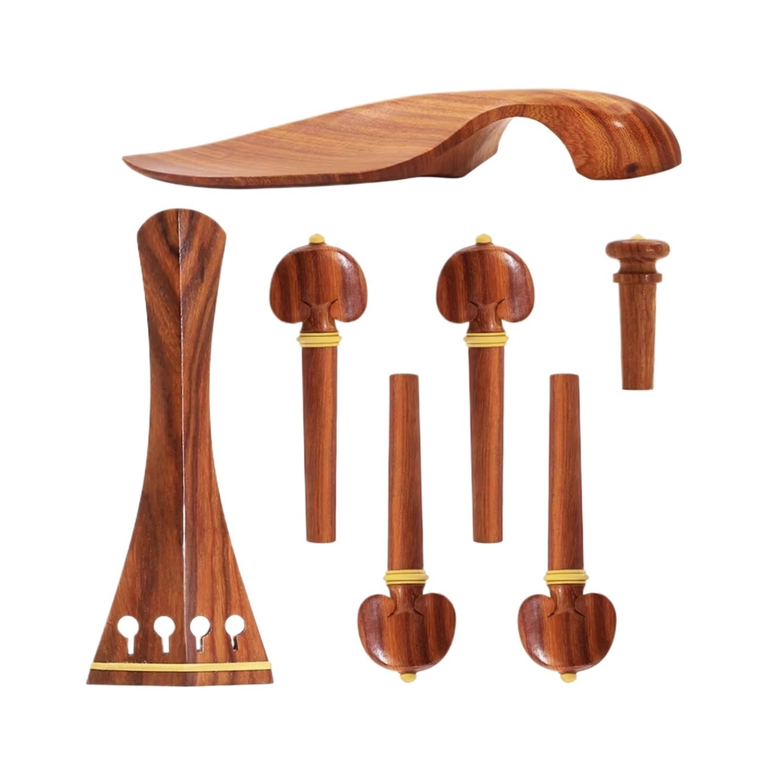 Juego de violín 7 unids/set 3/4 4/4 mentonera clavijas de afinación endpin palisandro con incrustaciones boj violín accesorios de violín de repuesto