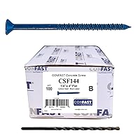 Vista 20 de CONFAST Anclaje de Tornillo de Concreto Phillips Plano Azul de 1/4 pulgadas x 1-3/4 pulgadas con Broca para Anclar a Mampostería, Bloque o Ladrillo