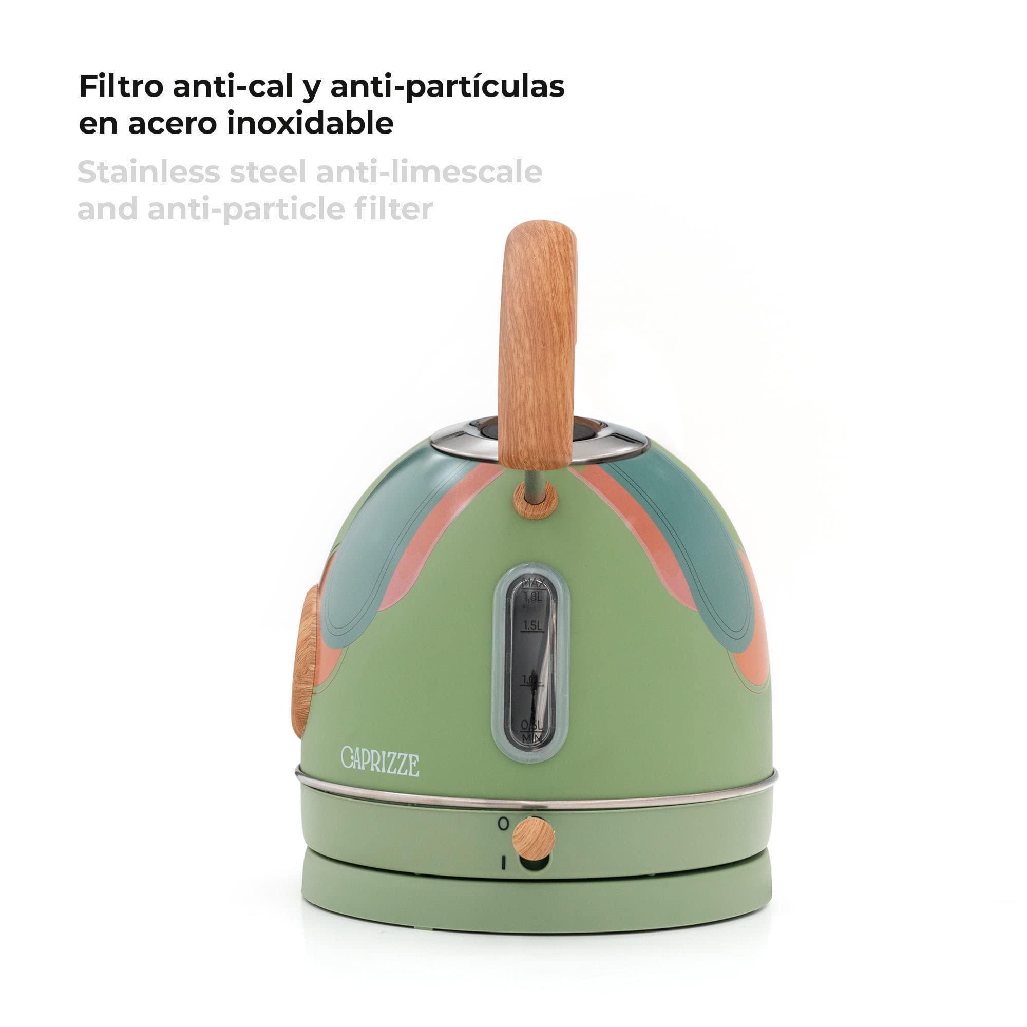 HERVIDOR/KETTLE ELÉCTRICO "NARA VERDE DISEÑO ARCO" 2200W NATURE ECO DESIGN Cura della persona e salute
