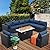 Rattaner 9 Pcs Outdoor Furniture Sets Patio Sectional Couch with 45-Inch Fire Pit Patio Furniture Set 60000 BTU Propane Fire Pit Table with No-slip Cushions and Waterproof Cover, Blue