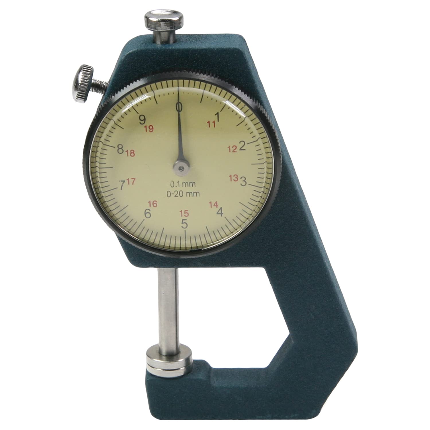 Utoolmart Dial Thickness Gauge, Flat Head Thickness, 0-20mm Tester Dial Measuring Tool for Paper Leather Cloth Paper, Film, Wire 1 Pcs