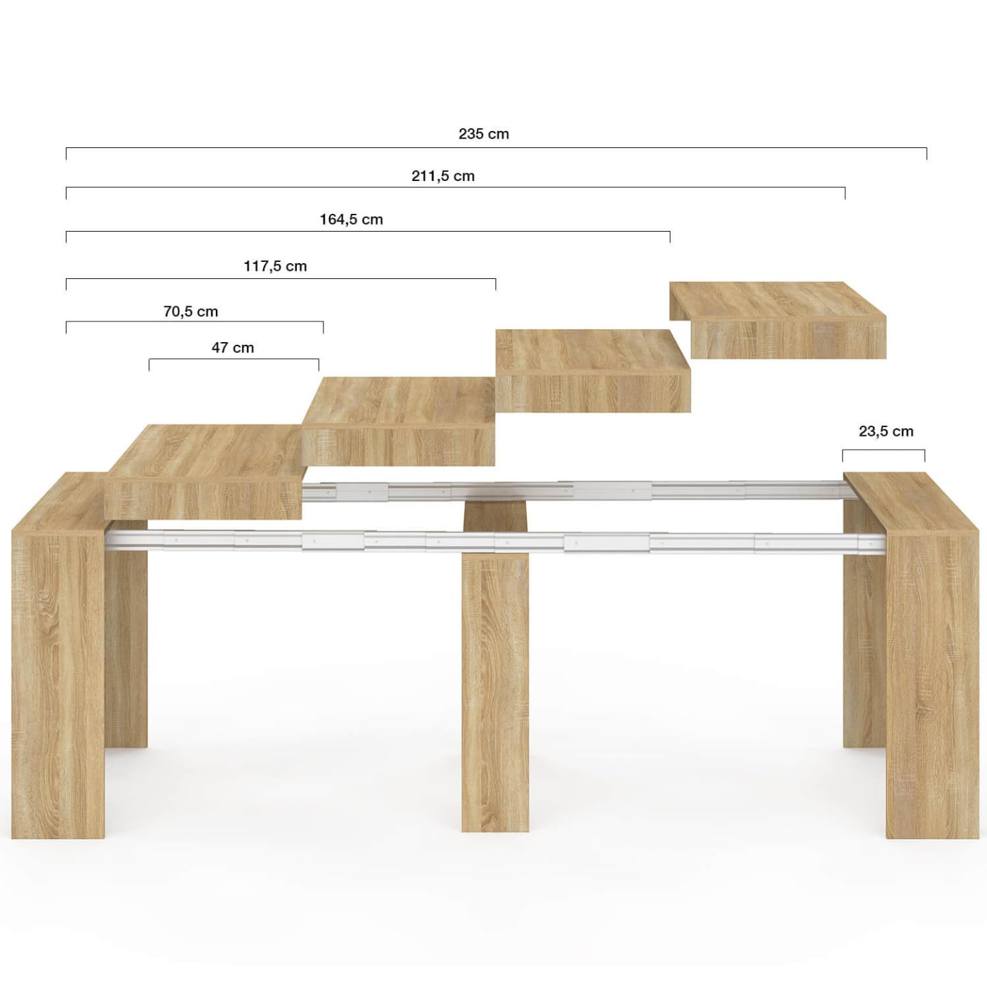 IDMarket - Table Console Extensible Orlando 10 Personnes 235 cm