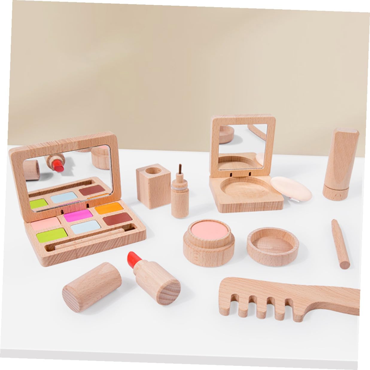 Mikinona Schminkspielzeug für Mädchen Holzspielset Kinder Schminkset Fördert Kreativität und Hand Augen Koordination für Weihnachten
