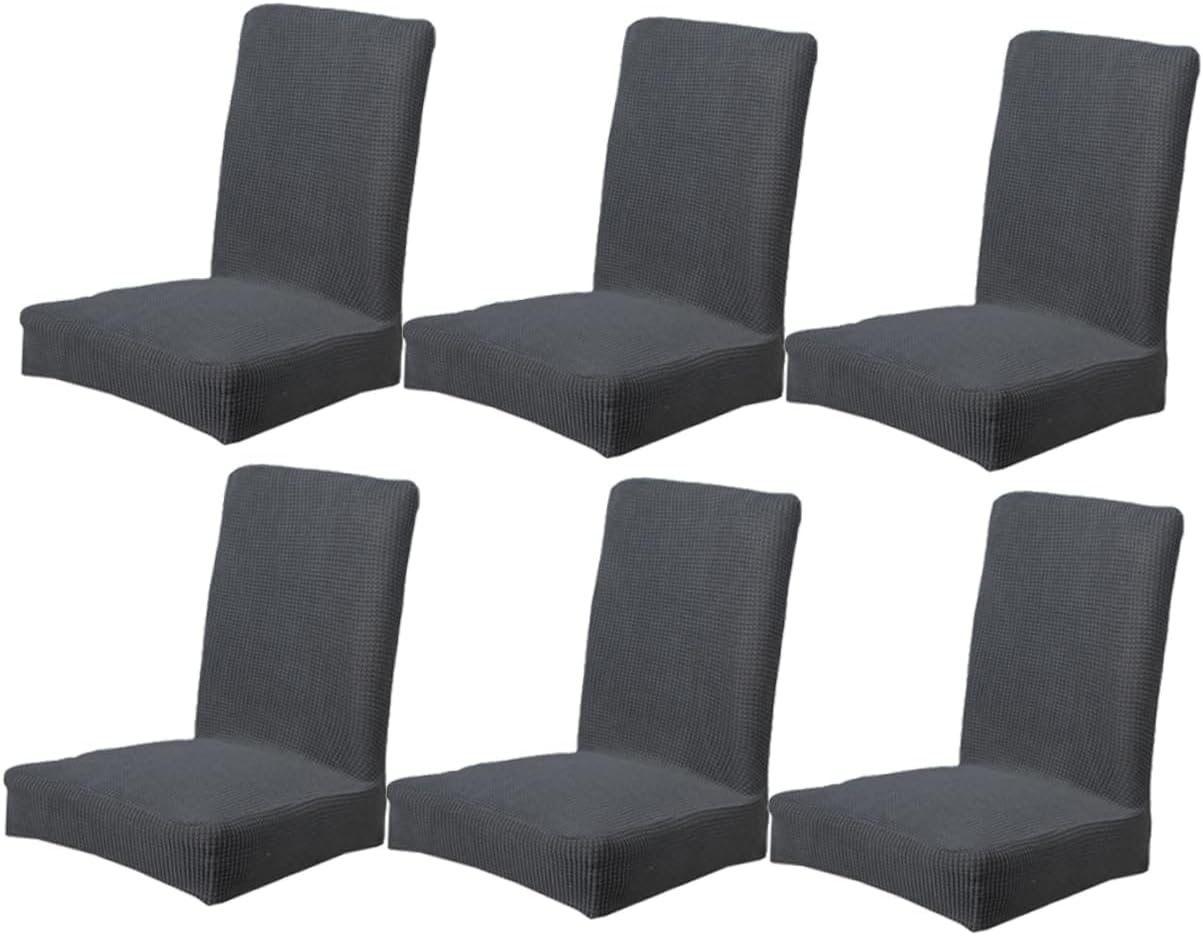 Garneck 6pcs Elastic Stretchy Polyester Chair Cover Protective Case for Dining Banquet Folding Chairs Grey