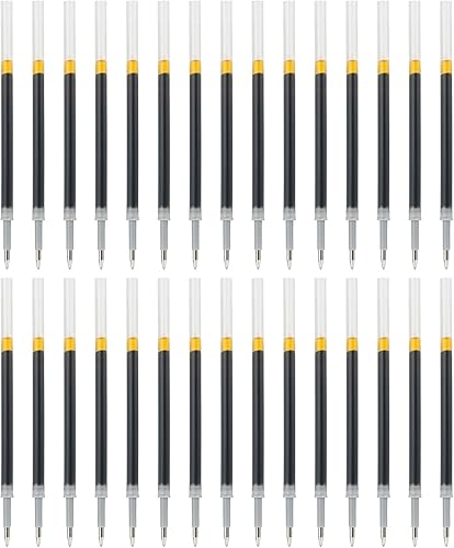Lanxivi 30 unidades de repuesto de bolígrafo de gel de 0.020 in, repuesto de tinta negra, bolígrafo retráctil de tinta de gel Zennyth y Kaco