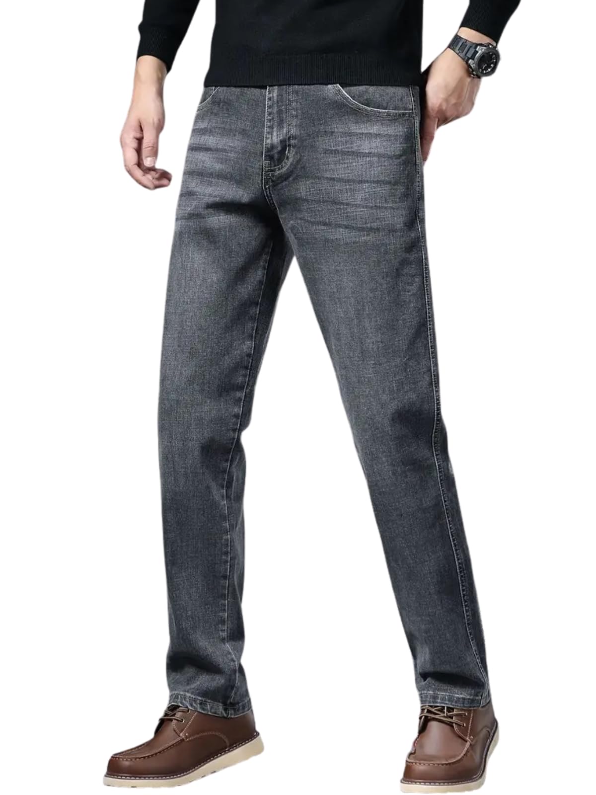 GRECIILOOKS Men's Smart Fit Stretchable Jeans - Gray GREY - Image 1
