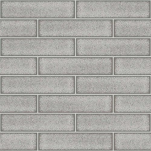 Celadon Gloss Tile Light Grey Wallpaper - Tiling Effect Bathroom Kitchen - Modern Contemporary Textured Luxury Vinyl
