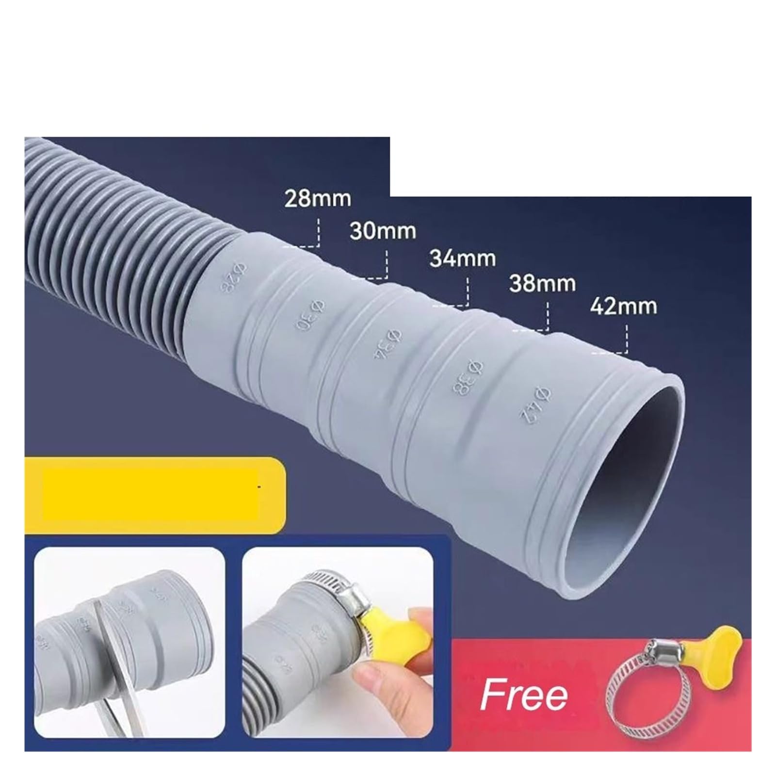 Tubo Di Scarico Flessibile For Lavatrice Tubo Di Scarico Ondulato Grigio Tubo Di Prolunga Ispessito(1m)