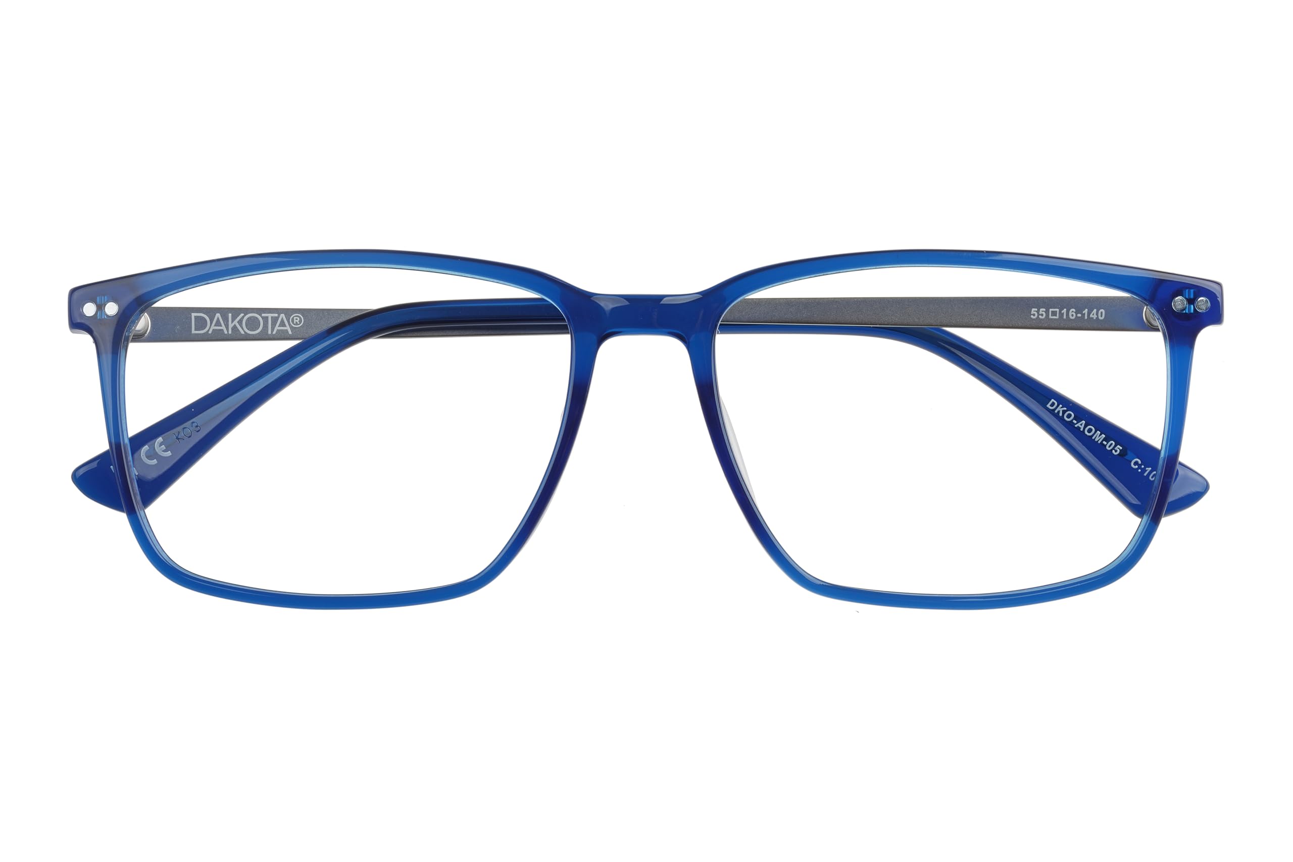 DAKOTA Brille mit Sehstärke für Herren optional mit Sonnenbrillentönung oder Blaulichtfilter, Quadratisch, gefertigt aus Acetat (inklusive Brillenetui)