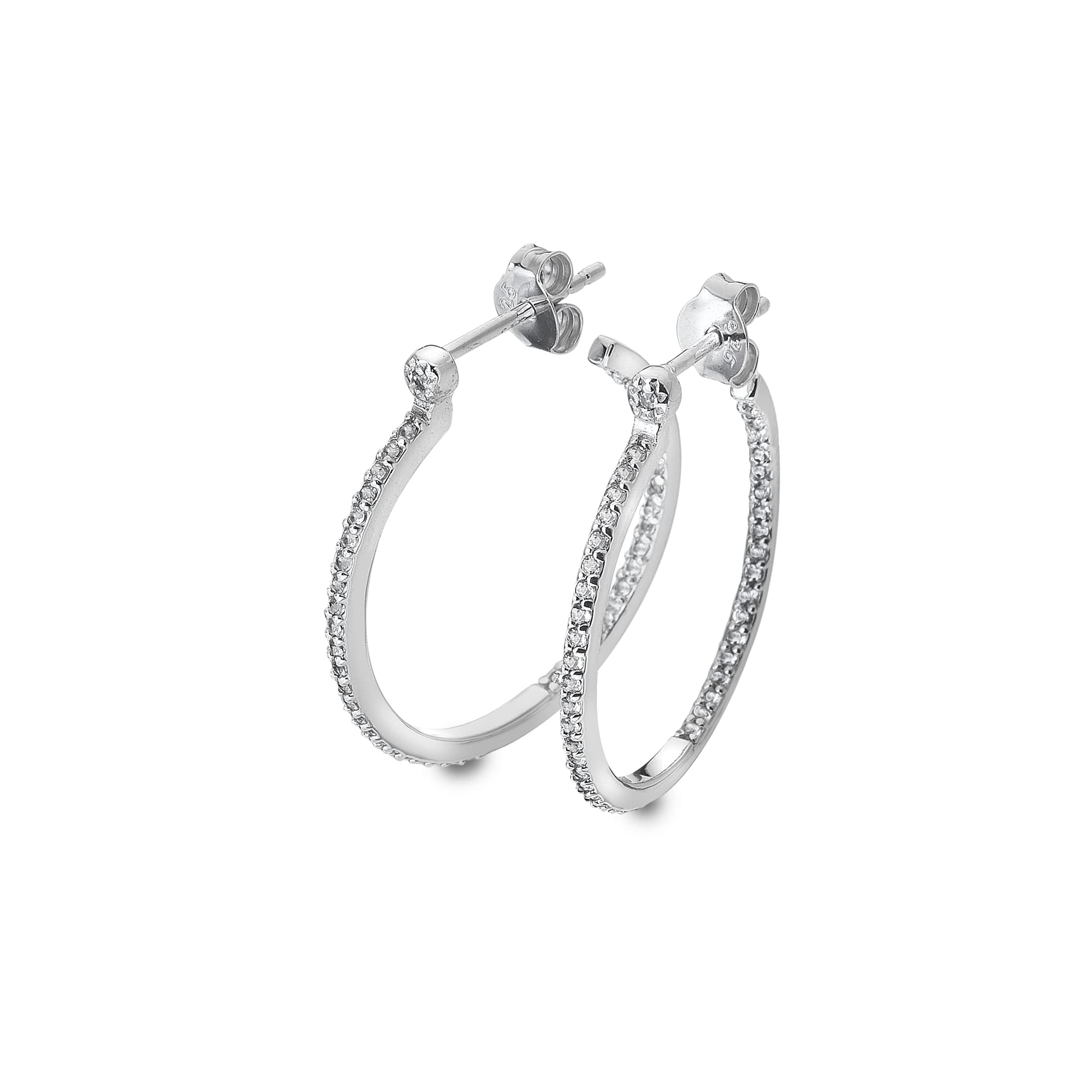 Hot Diamonds Orecchini A Cerchio Tender Statement - Argento 925, Topazio Bianco E Diamante, 15mm