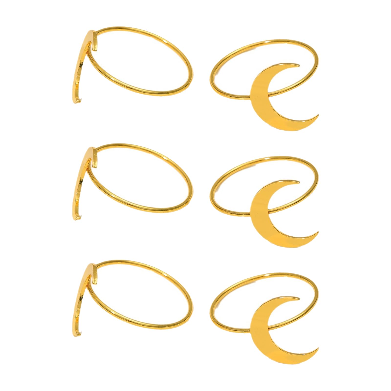 User Friendly Metallic Crescents Shape Napkin Rings Rustproof Tableware Accessory for Special Event Crescents Themed Party Supplies