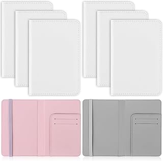 6 Pack Sublimation Passport Holder Covers PU Leather Heat Transfer Card Travel Wallet DIY Blank Holder Cover for Passport Business Credit Cards Boarding Passes (Pink+Gray)
