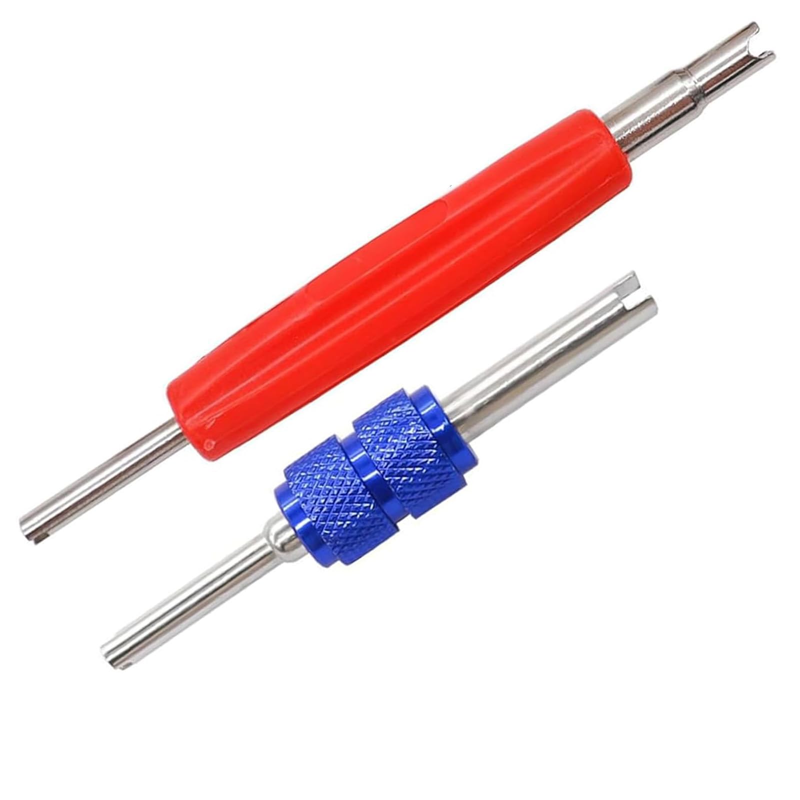 100 Pièces Valve Pneu R134A A/C avec 2 Dissolvant Double Tête, 1 Boîte Rangement, Kit Outils Noyaux Valve Clim Réfrigération Voiture pour Vélo, Moto, Climatisation Réparer Remplacement et Entretien