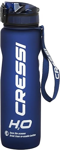 Cressi H2O - Frasco esmerilado para beber, apertura con un clic, cordón para un fácil transporte, filtro para hielo y frutas, 20.3 fl oz, 33.8 fl