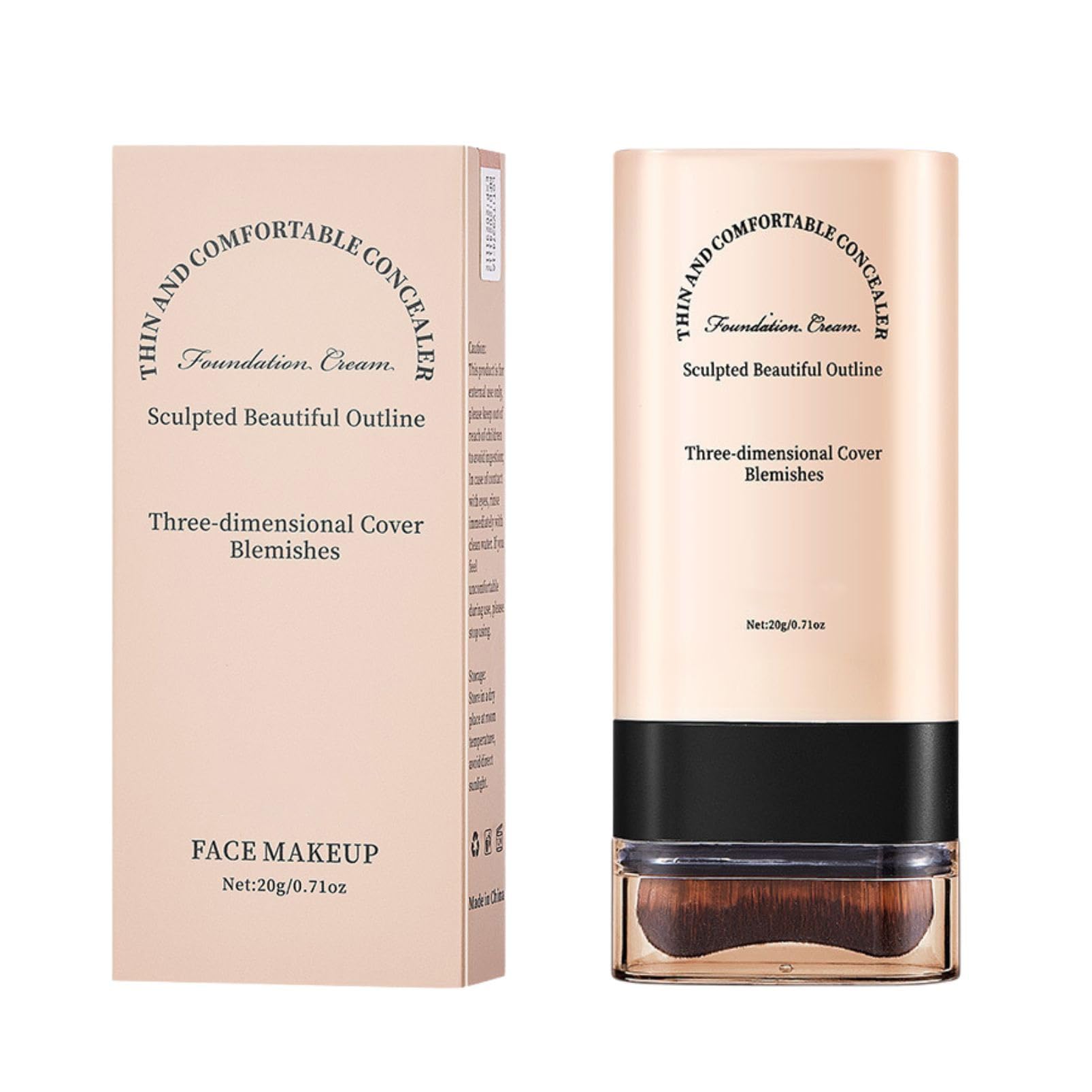Flawless Eraser Foundation Stick Korean Double Head with Brush, Hydrating Lightweight Full Coverage, Waterproof Multi-Use Makeup Stick for Contour, Concealer & Blemishes, for All Skin Types