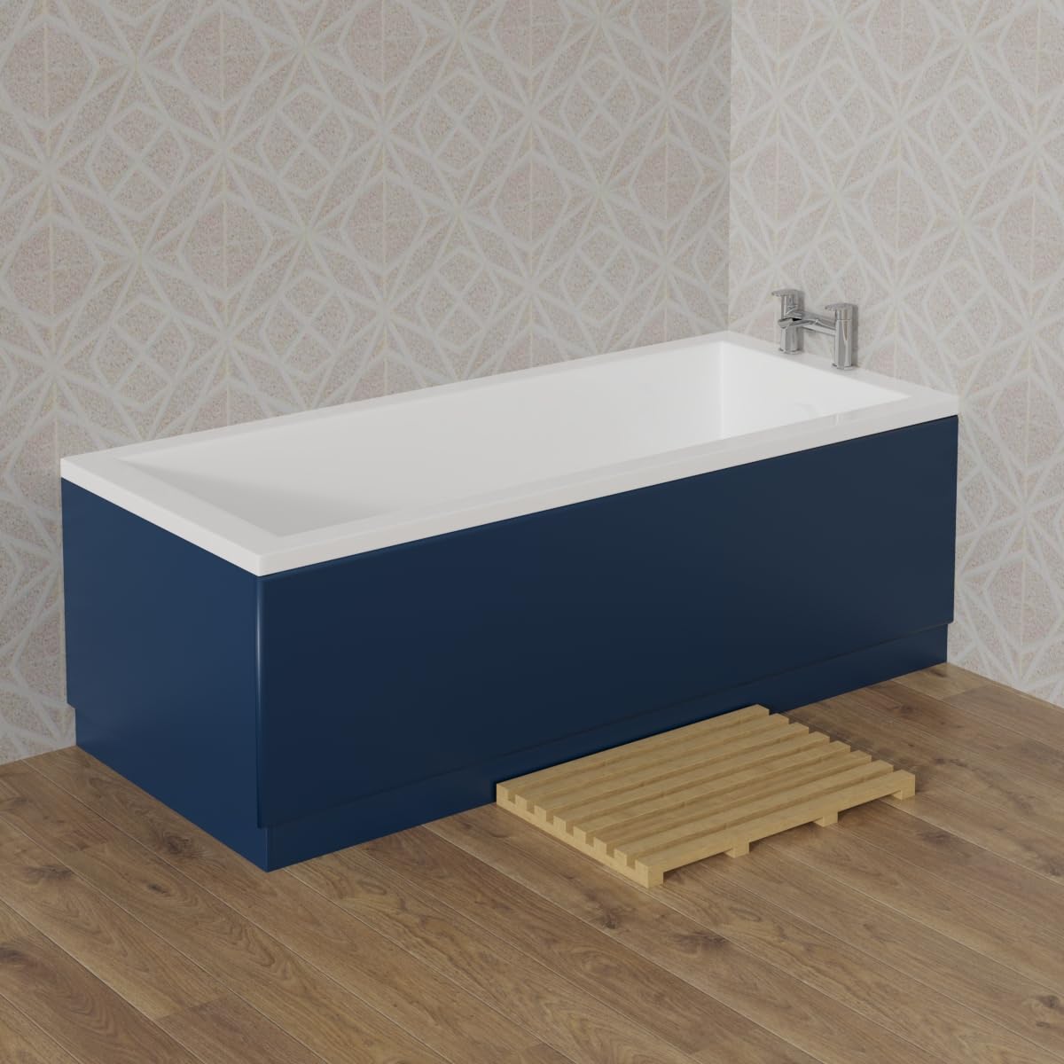 Aquariss Matte Blue 1800Mm Front Straight Wood Bath Panel 18Mm Mdf Painting Adjustable Height For Bathroom Soaking Tub