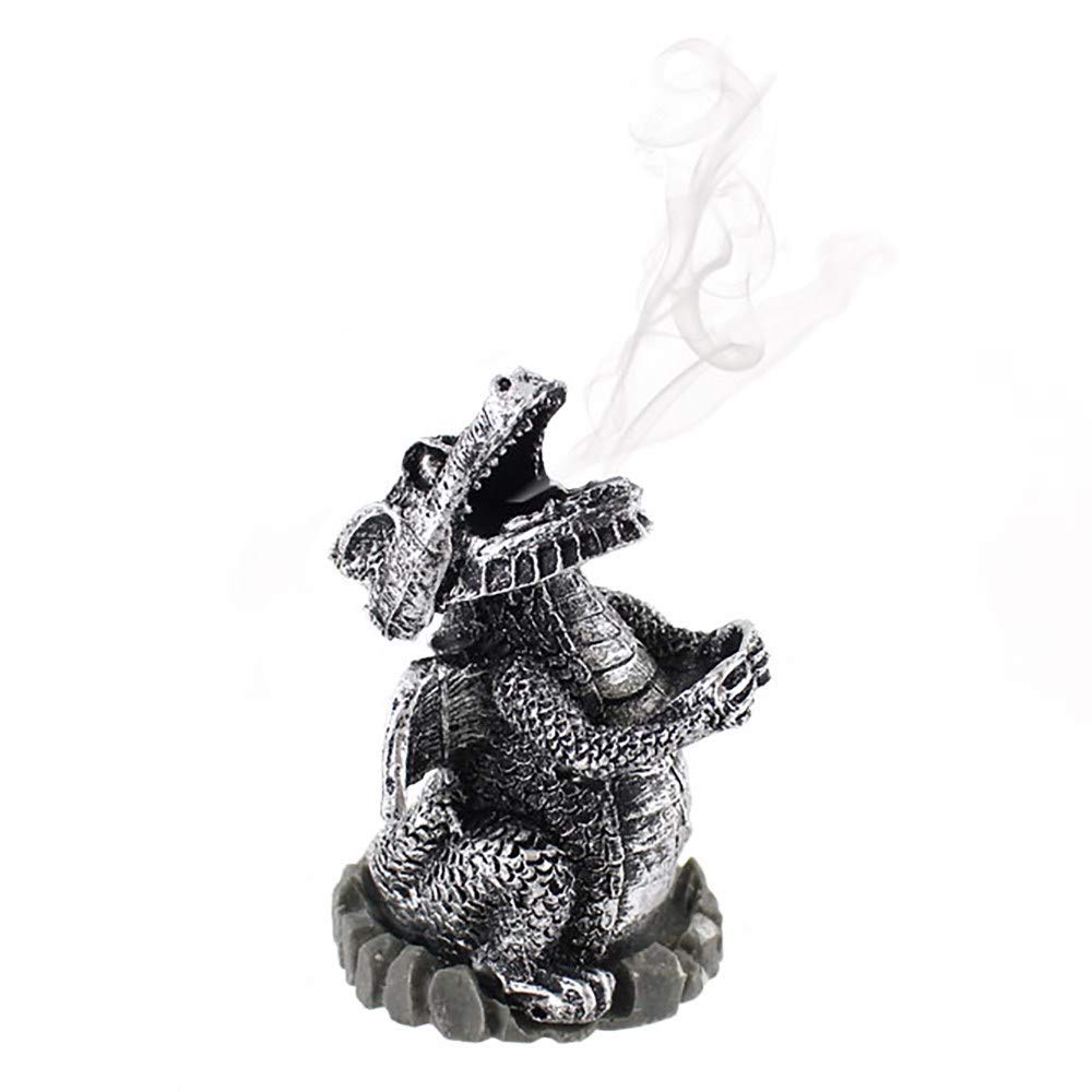 GiftbritSilver Dragon Incense Cone Burner, Incense Cone Holder