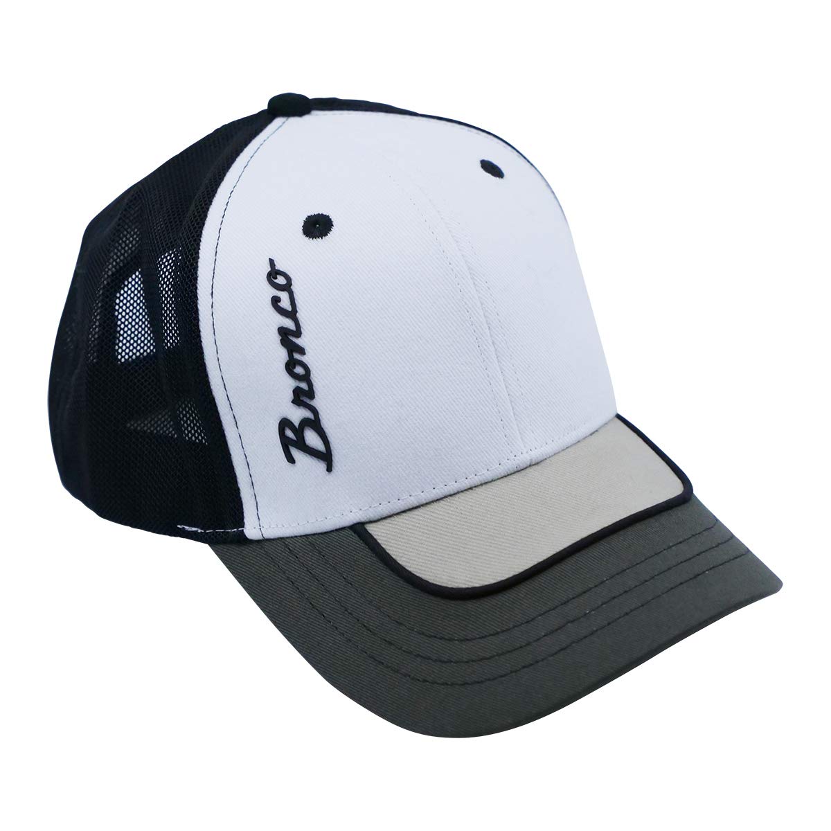 Ford Bronco Baseball Cap, Adjustable Brushed Twill Trucker Hat, One Size, Black and White