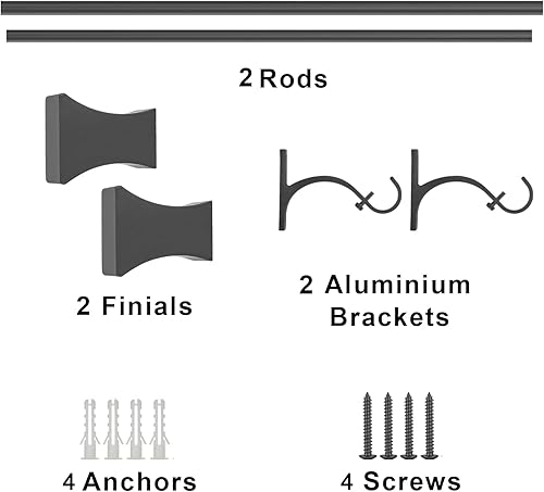 Miniatura 6 de Barras de cortina, 1 pulgada de diámetro individual barra de cortina de 28-48 pulgadas telescópicas barras de cortina decorativas con ARC Finsh