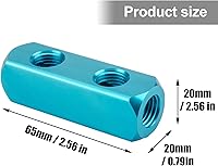Vista 2 de Colector de aire, Colector de compresor de aire de 2 vías y 5 puertos, Divisor de bloque de colector en línea de manguera de aire de aluminio