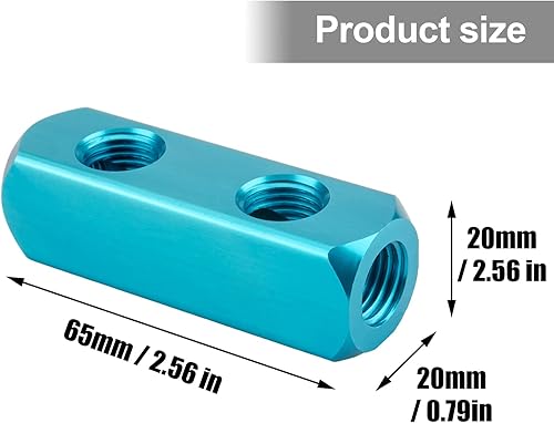 Miniatura 2 de Colector de aire, Colector de compresor de aire de 2 vías y 5 puertos, Divisor de bloque de colector en línea de manguera de aire de aluminio,