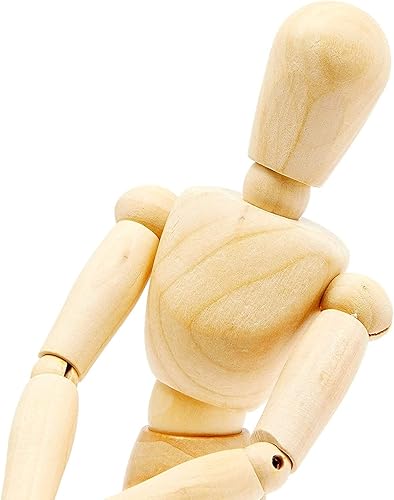 Miniatura 6 de Bright Creations Paquete de 2 figuras de maniquí de madera para dibujo, modelo humano de madera para arte (12 pulgadas)