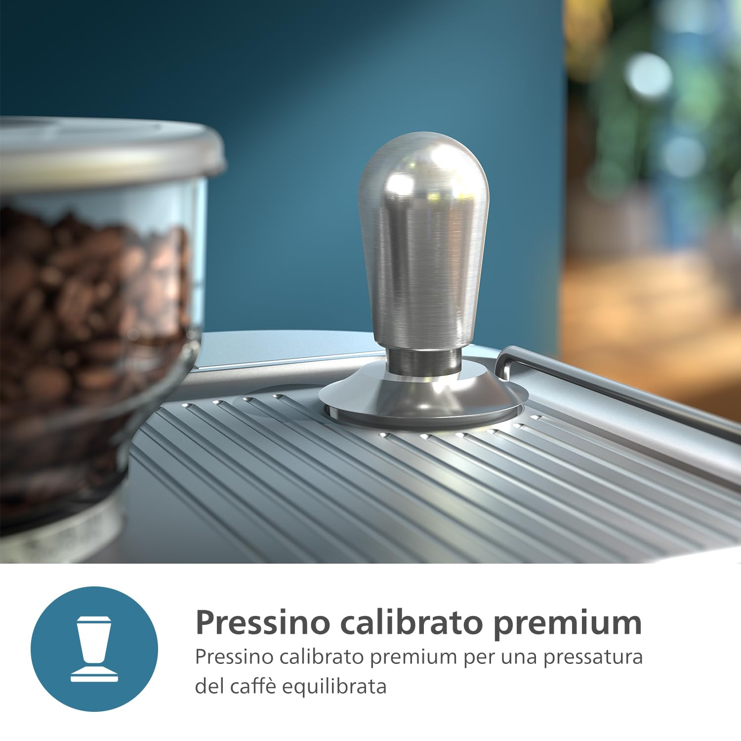 Philips Macchina per espresso semi-automatica Barista Brew - Guida Intuitiva, Pressino Calibrato, Design Elegante, Contenitore per Chicchi 250 g, metallo Argento (PSA3218/01)