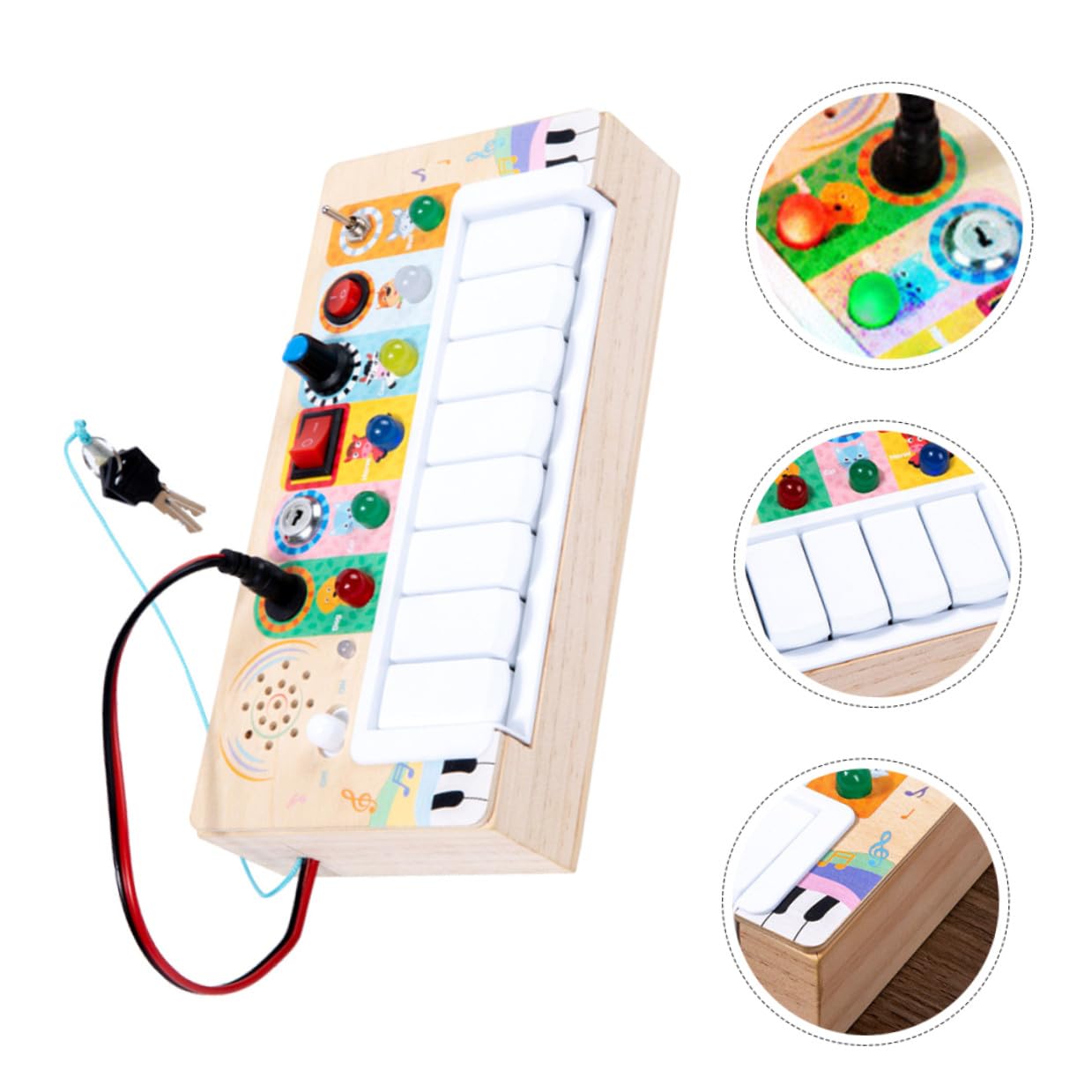 Juguete Musical Electrónico de Madera para Niños Luces Led, Accesorio Portátil y Resistente al Desgaste Adecuado para Aprendizaje Musical y Entrenamiento Auditivo