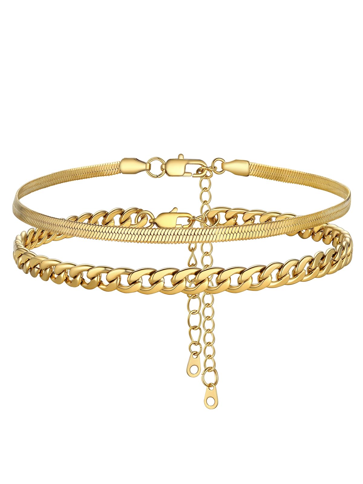 FOCALOOK Anklet Bracelets Set for Women, Plus Size Chain Anklet 8.5-10.5"