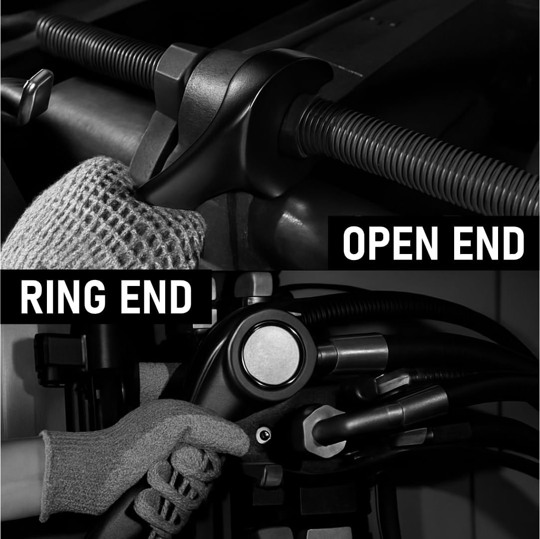 SAE Wrench Set, Large Wrench Set, 10-Piece 1-5/16″ to 2" Long Big Open End Wrench Tools Set Roll Up Pouch Organizer with Gauge, 12 Point Combination Wrenches Sets