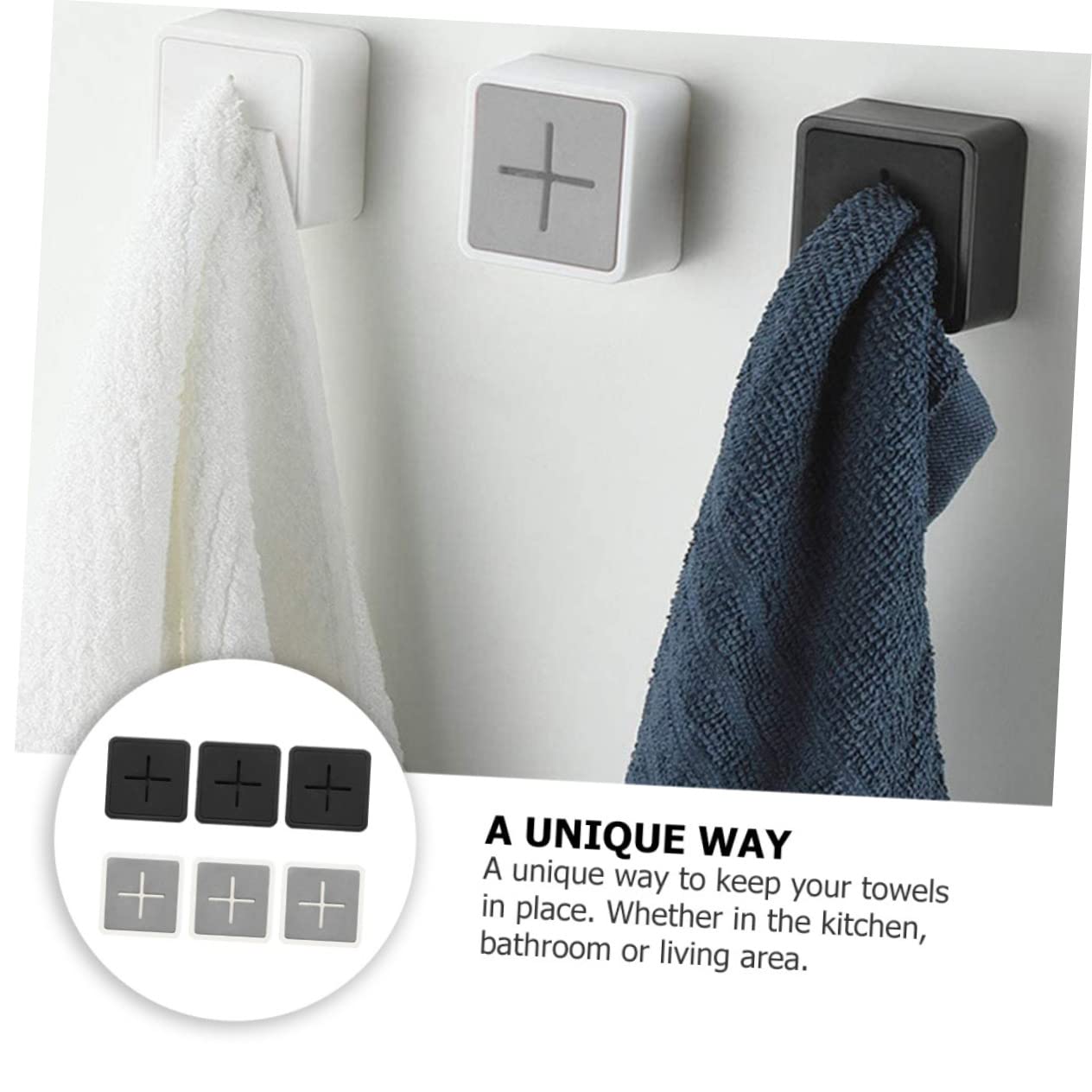 UKCOCO 18piezas Soporte De Toalla Adhesivo De Ganchos De Abs Para Cocina y Baño Fáciles De Instalar Sin Taladrar Clips De Paño Para Hogar