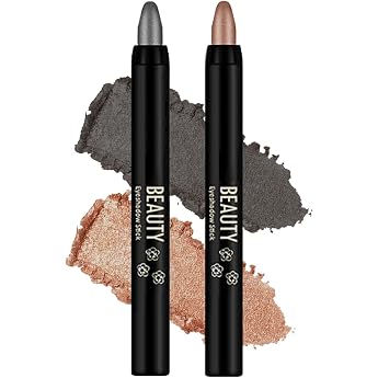 Glitter Eyeshadow Pen 2 Colours Cream Eyeshadow Pen Pearlescent Crayon Eyeshadow Pencil Waterproof 2024 Shimmer Makeup Pen Glitter Eye Make Up 03 Black + 05 Brown