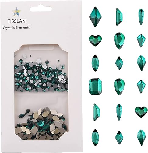 Miniatura 6 de Tisslan Juego de 820 diamantes de imitación de cristal aguamarina con parte trasera plana para decoración de uñas, manualidades, no caliente, tamaño