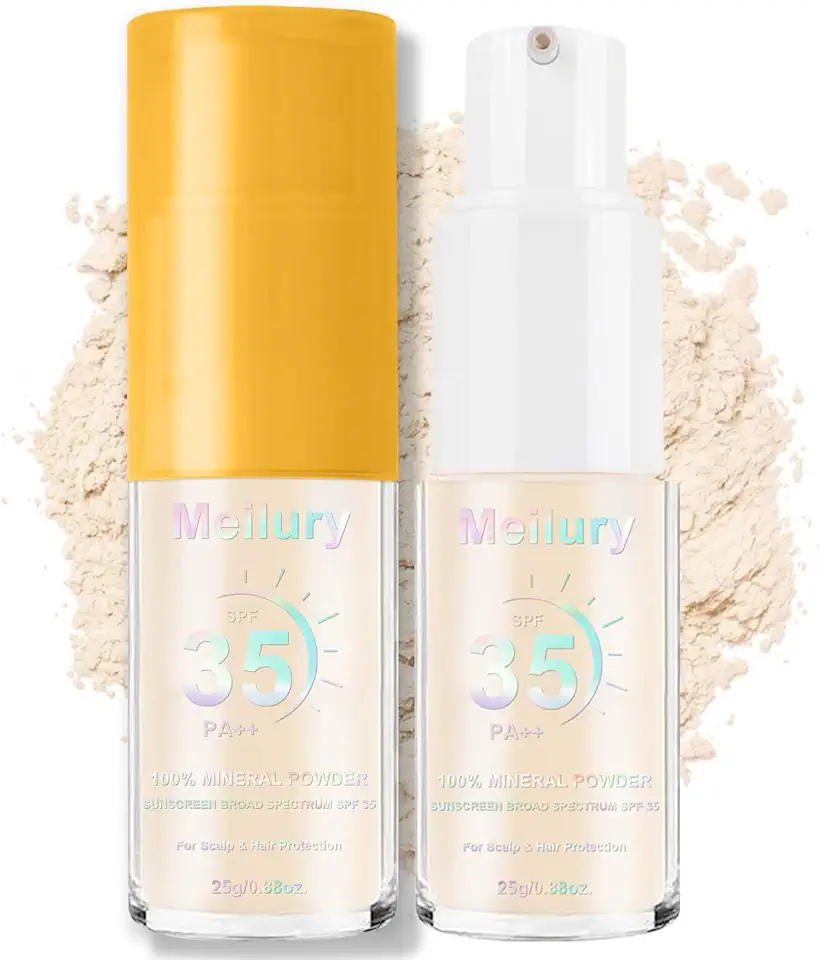 Protetor solar mineral em pó, para couro cabeludo e cabelo, 20 g, FPS 35 PA++, protetor solar de couro cabeludo em pó, proteção UV de amplo espectro, leve, sem oleosidade e fórmula livre de