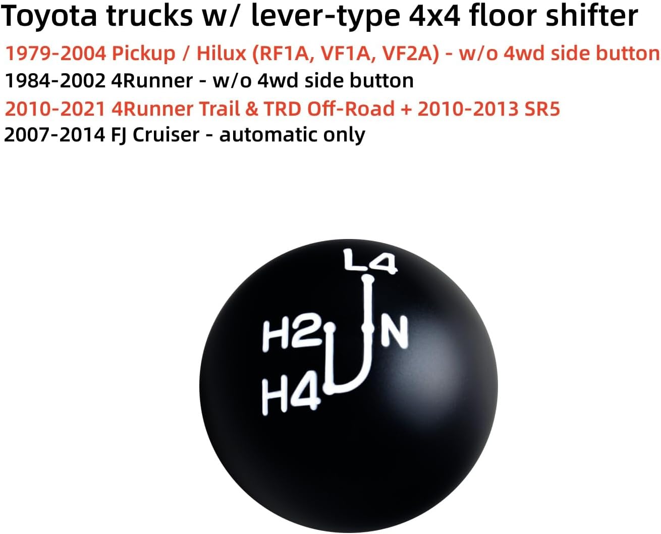 DEWHEL 2 1/8" Ball Round Classic Engraved 4x4 Transfer Case Shifter Knob Aluminum Compatible with Toyota Truck Hilux 4Runner Tacoma RF1A VF