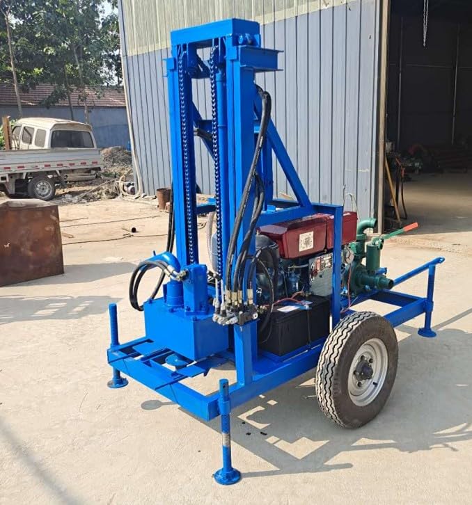 High-Mobility Tire-Mounted Water Well Drilling Rig, 4WD Off-Road Chassis, Suitable for Unpaved Field Terrain, Facilitates Flexible Operation at Dispersed Points