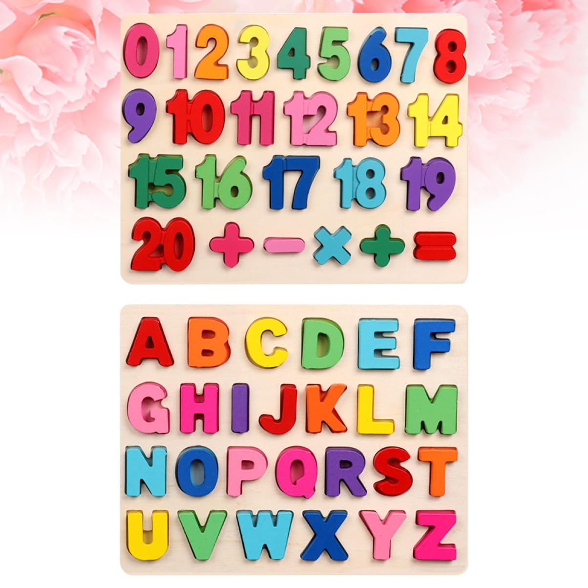 Puzzle in Legno per Ragazzo Ragazza Numeri Segni Matematici Alfabeto Strumenti Didattici Educativi per Sviluppo Cognitivo e Riconoscimento