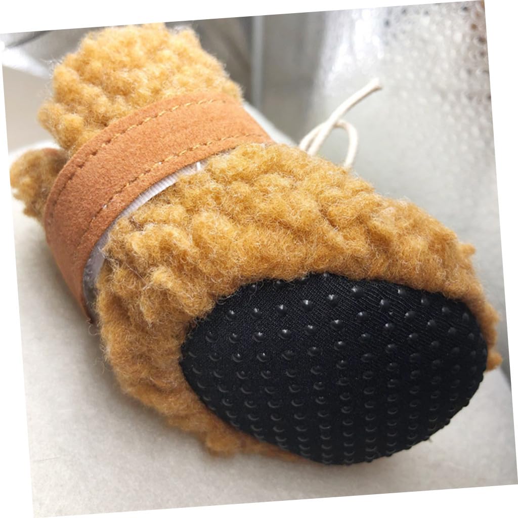 FRCOLOR 12stücke Teiliges Hundeschuhe rutschfeste Winterstiefel Für Hunde Mit Dickem Plüsch Braun Pfotenschutz Für Schnee Und Kälte Für Drinnen Und Draußen