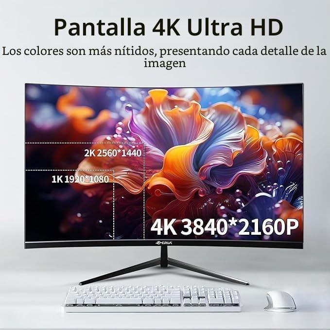 Monitor 4K de 32" CRUA UHD pantalla curva 3000R para diseño y gaming 3
