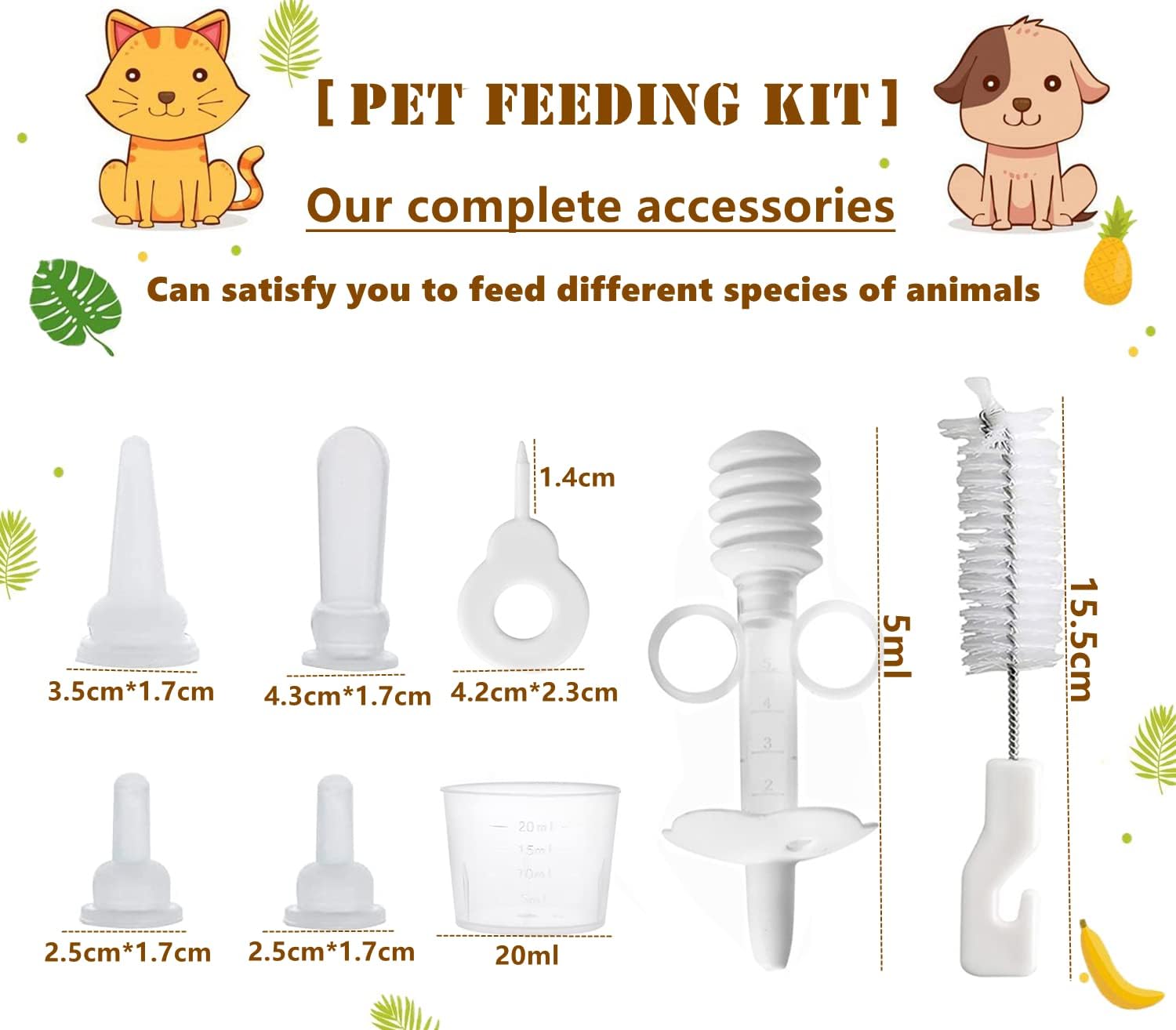 Pet Feeding Bottle,pet Feeding Tool,Pet Syringe,Pet Nursing kit,Pet Puppy Bottles,Pet Pill Shooter Dispenser,Dog cat Feeding Bottle,Small Animal Silicone Nipples image 3 of 7 B08DP39R96