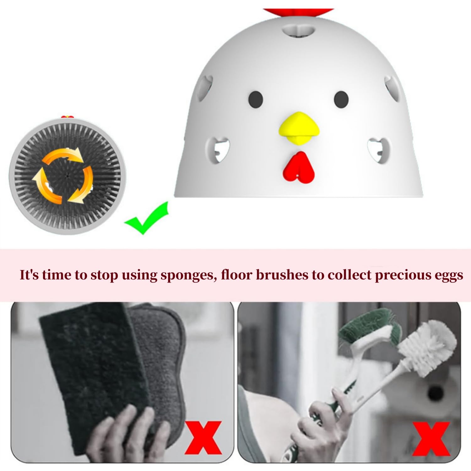 Spazzola per Uova，spazzola pulisci uova in silicone Spazzola per uova fresche riutilizzabile e facile da pulire Spazzola lava uova（colore crema）