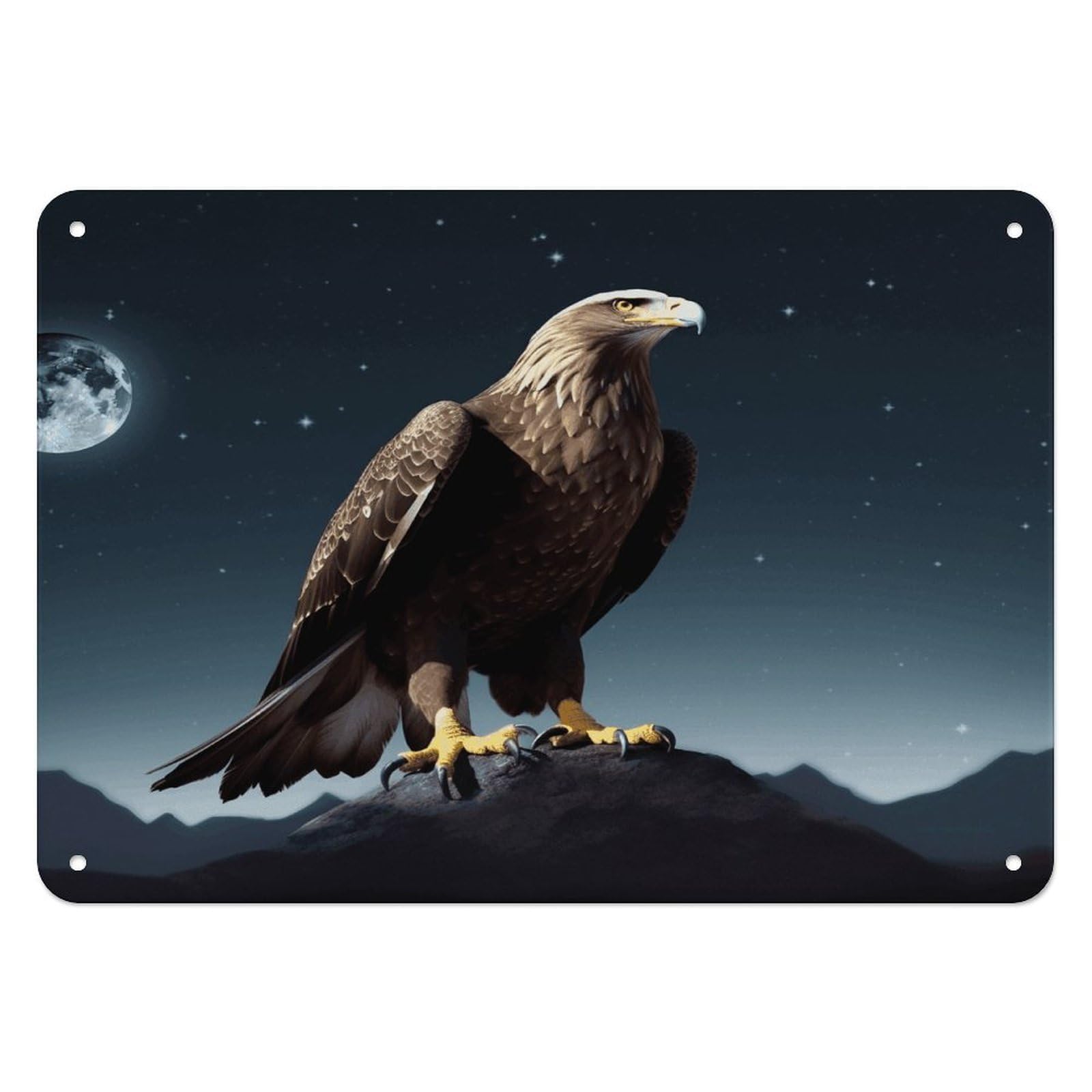 Fodpand Style Eagle Under The Stars Retro Vintage Metal Tin Sign,Wall Art Decor Garden Plaque Poster For Bedrooms Yard Bars Pubs Patios Porches 7.9X5.5 Inch