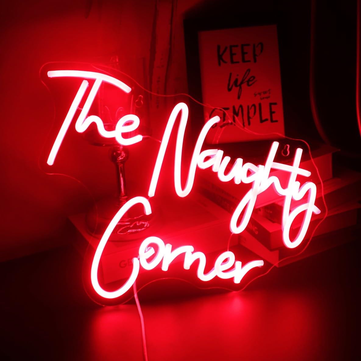Led "The Naughty Corner" Segno neon Lettere Alimentato USB Luci al neon per la stanza Home Bar Art Decorazione della parete Finestra del partito Soggiorno Decor Regalo di Natale (rosso)